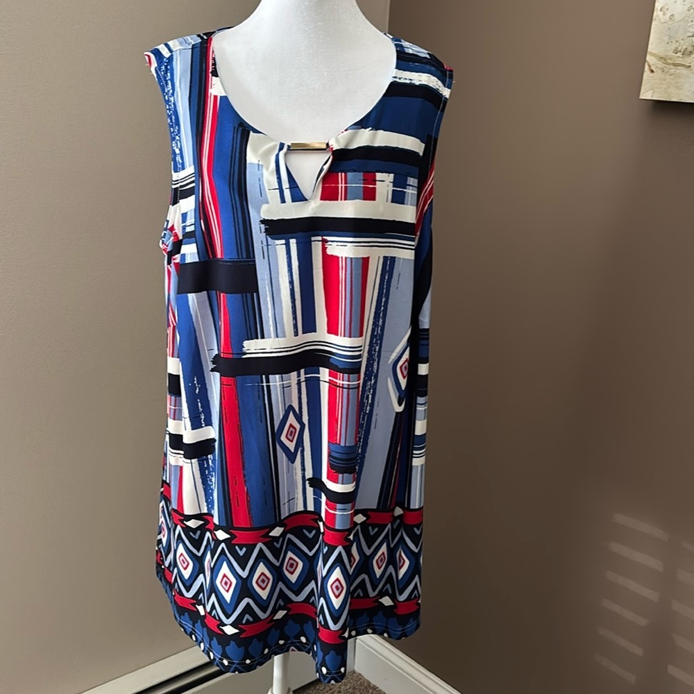 Avenue Abstract Tank Top 18W Sleeveless Plus Size Tunic NWT